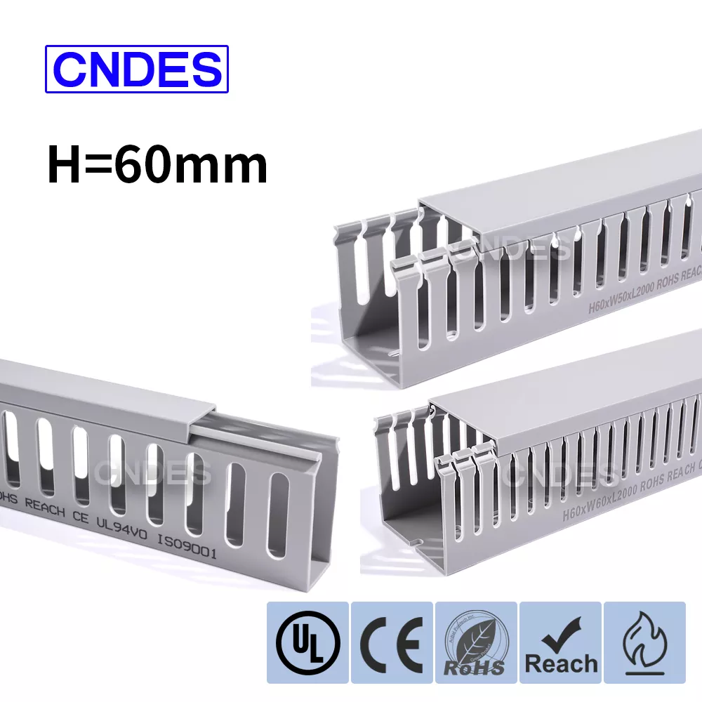 60mm Korkeus Harmaa uritettu PVC-johdotuskanava